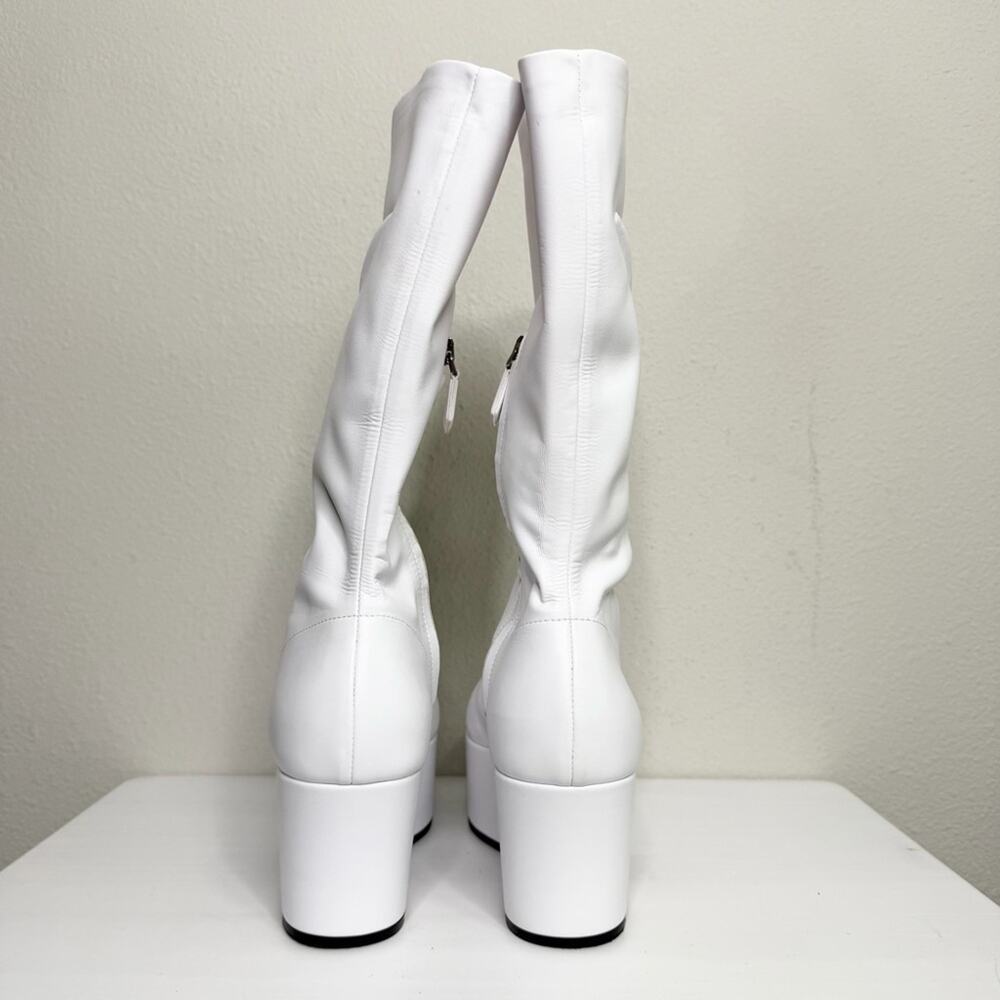 Prada Nappa Tech Triangle Logo White Chunky Platform Block Heel Boots IT Size 38 - Picture 9 of 16